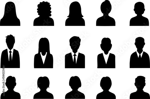 A collection of silhouette images representing diverse individuals in various professional and personal appearances, ideal for business and community themes.