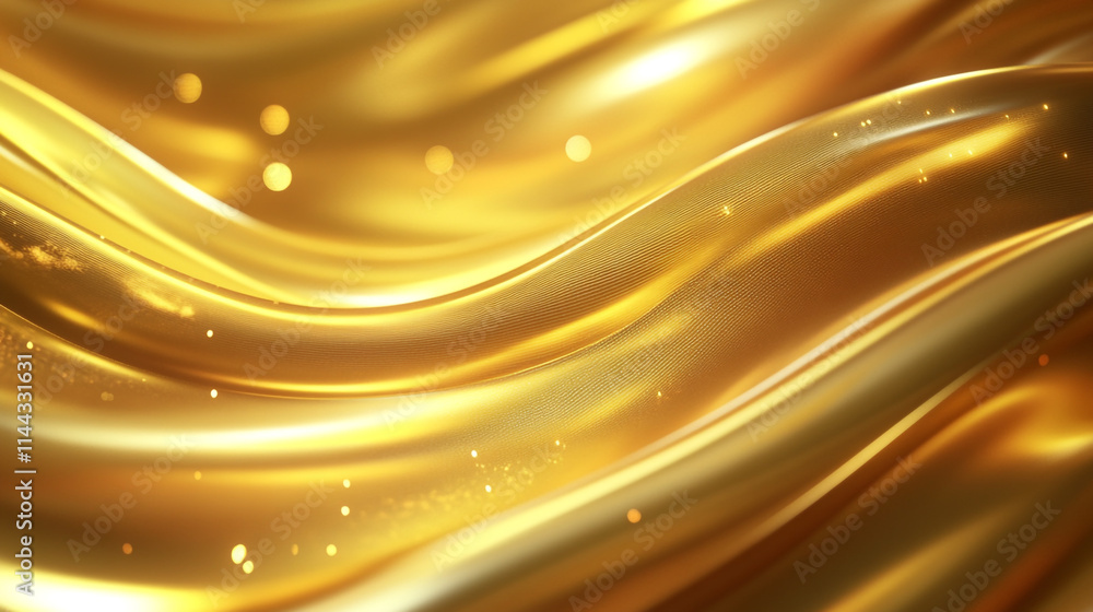abstract background featuring flowing golden waves and floating geometric curved lines, liquid fluid shiny smooth metal texture with glowing golden color, golden background with smooth lines. abstract background featuring flowing golden waves and floating geometric curved lines, liquid fluid shiny smooth metal texture with glowing golden color, golden background with smooth lines.