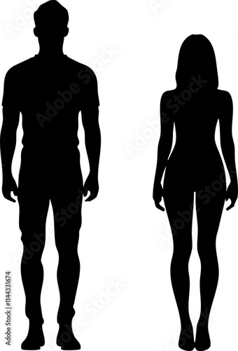 Silhouettes of a man and woman standing side by side, showcasing gender representation in a minimalist style.