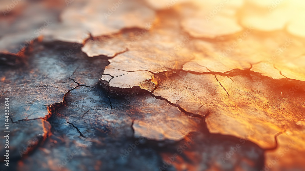 Close-up of cracked, dry earth under sunlight. Close-up of cracked, dry earth under sunlight.