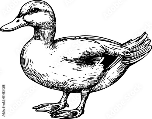 A detailed sketch illustration of a duck, showcasing its features and natural form in an artistic style.