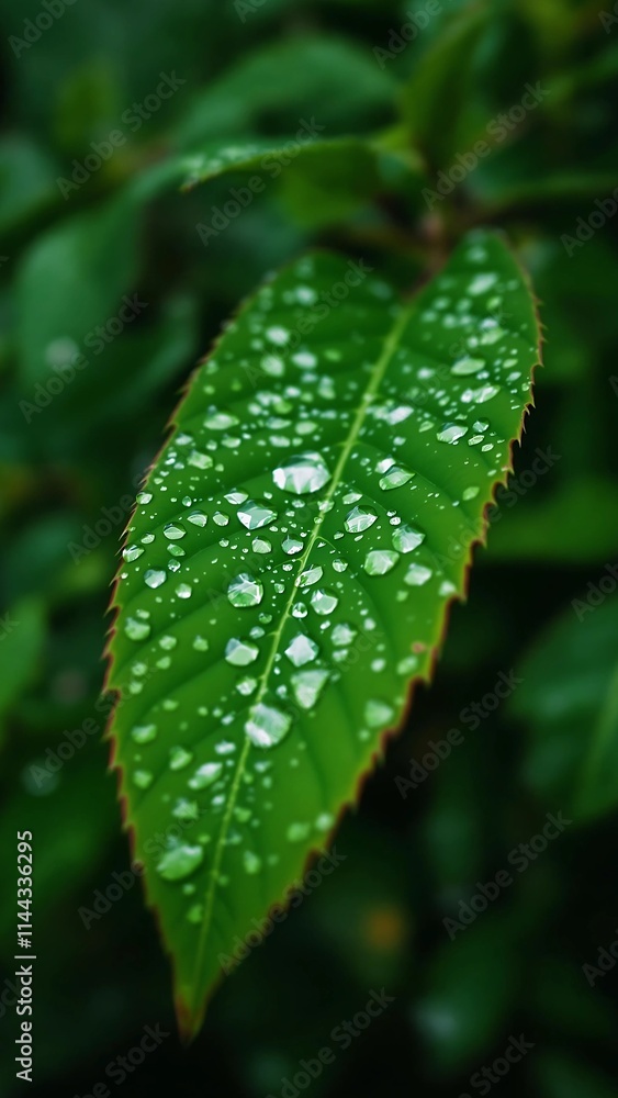 Water Droplets on Green Leaf After a Rainfall Water Droplets on Green Leaf After a Rainfall
