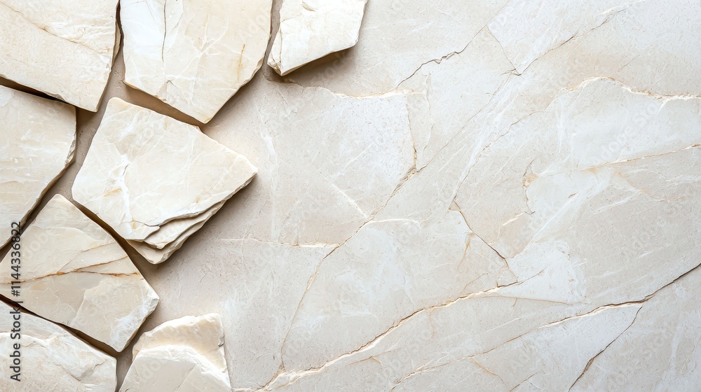 Light Beige Natural Stone Surface with Irregular Shaped Tiles Light Beige Natural Stone Surface with Irregular Shaped Tiles