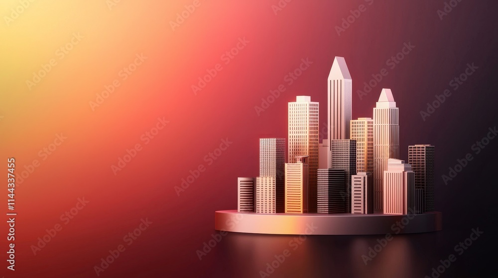 A modern city skyline with illuminated buildings against a vibrant gradient background, creating a captivating urban ambiance. A modern city skyline with illuminated buildings against a vibrant gradient background, creating a captivating urban ambiance.