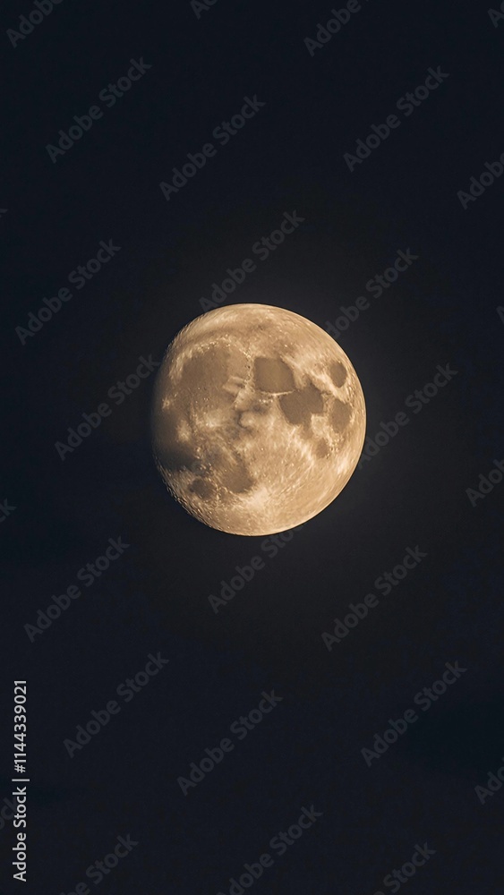 Fototapeta premium Gibbous Moon in Inky Black Night Sky