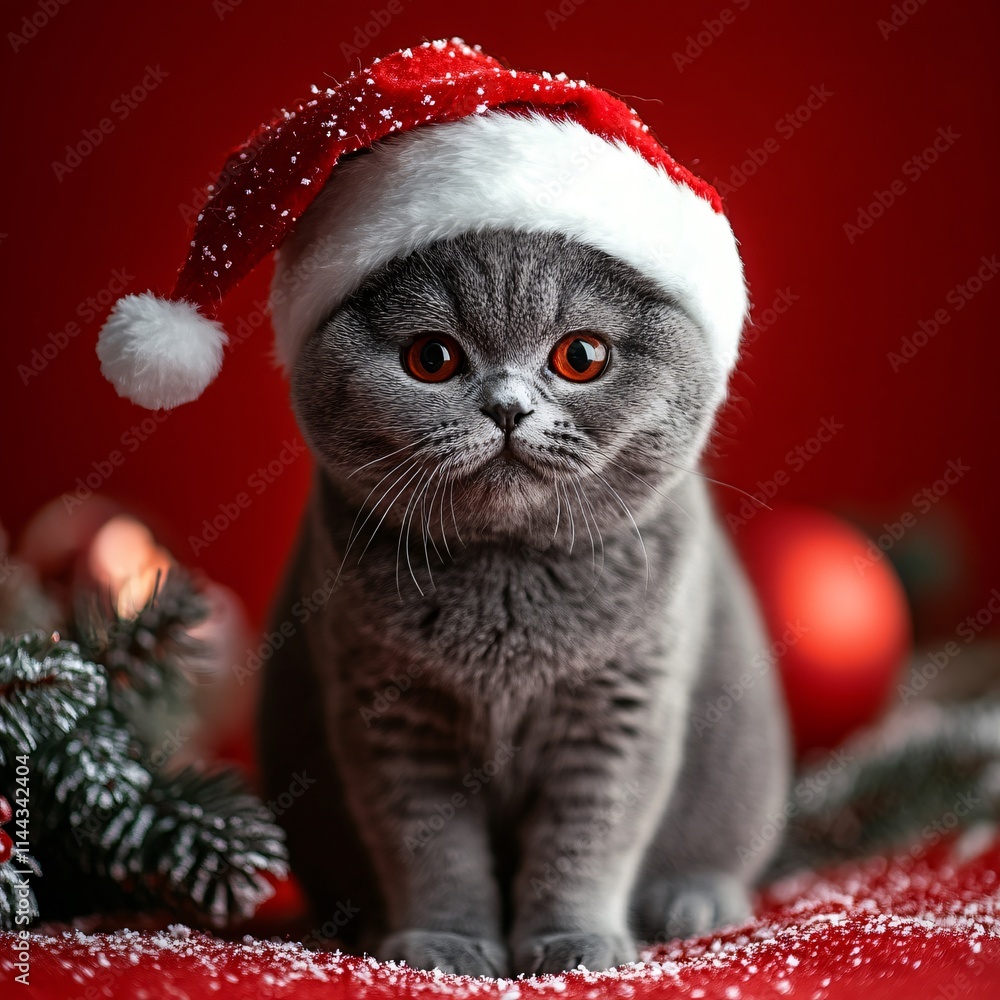 British Cat in a Santa Claus hat British Cat in a Santa Claus hat