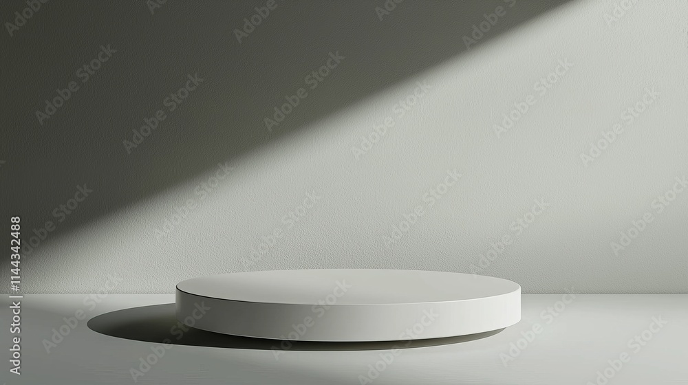Modern Matte White Podium on Soft Grey Background Modern Matte White Podium on Soft Grey Background