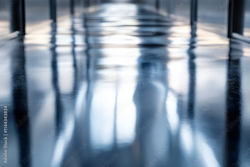 Shiny polished floor reflecting windows in a corridor of a modern building Shiny polished floor reflecting windows in a corridor of a modern building
