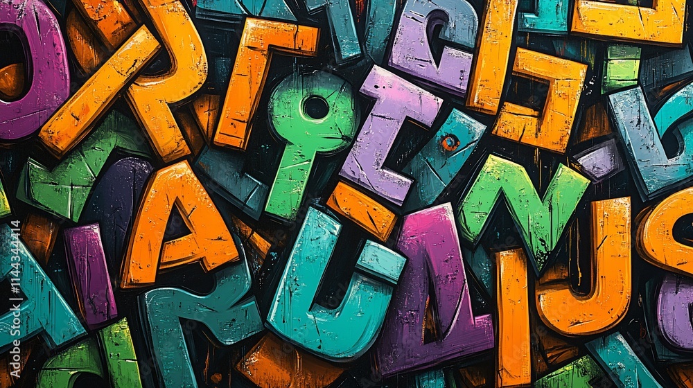 Fototapeta premium Colorful 3D letters and alphabet background.