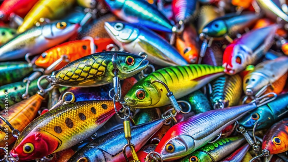 Fototapeta premium Fishing Hooks, Lures, Tackle, Bait, Fish, Angling, Sport Fishing, Fishing Gear, Fishing Equipment, Fishing Supplies, Outdoor Recreation, Water Sports