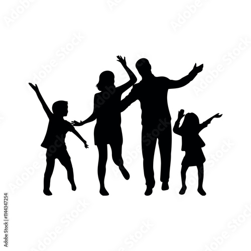silhouette of happy family isolated on transparent background