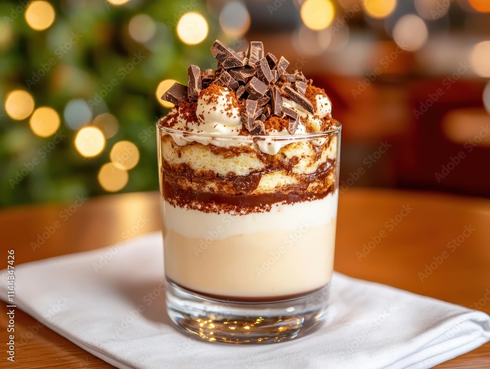 Delicious Layers of Dessert in Glass with Chocolate Shavings and Whipped Cream Delicious Layers of Dessert in Glass with Chocolate Shavings and Whipped Cream