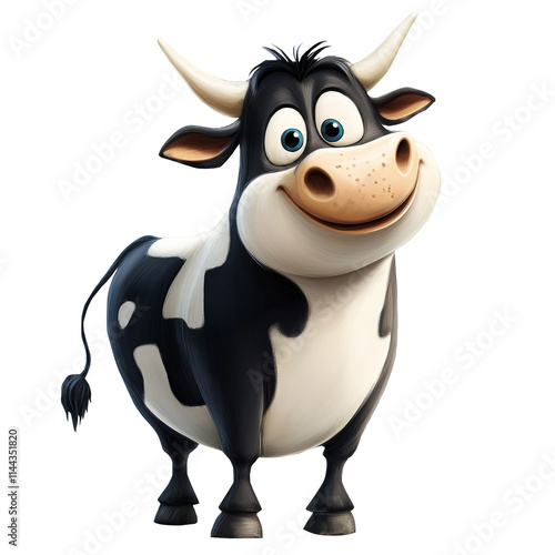 cartoon character cow isolated on transparent white background, png