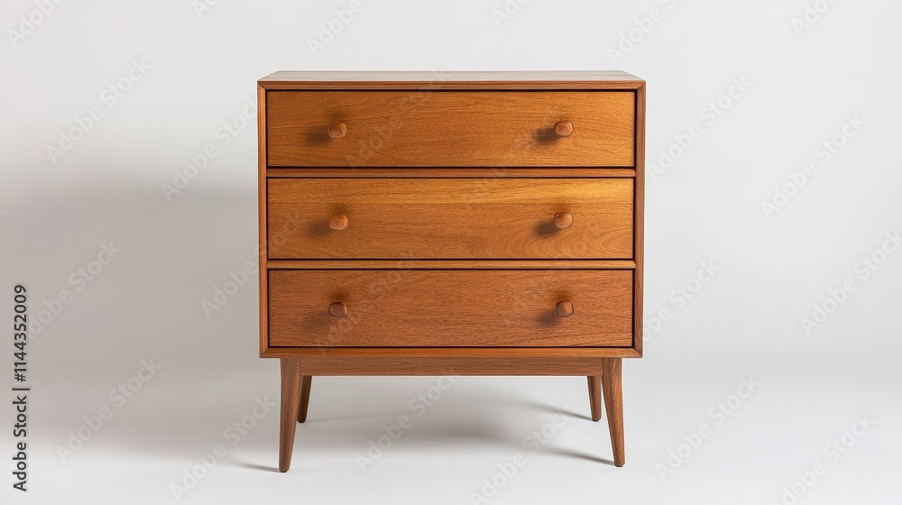Compact Wooden Dresser with Four Flat Drawers Compact Wooden Dresser with Four Flat Drawers