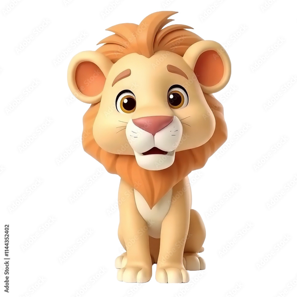 Transparent Background Lion Cartoon in 3D Rendered at 8K Quality Transparent Background Lion Cartoon in 3D Rendered at 8K Quality