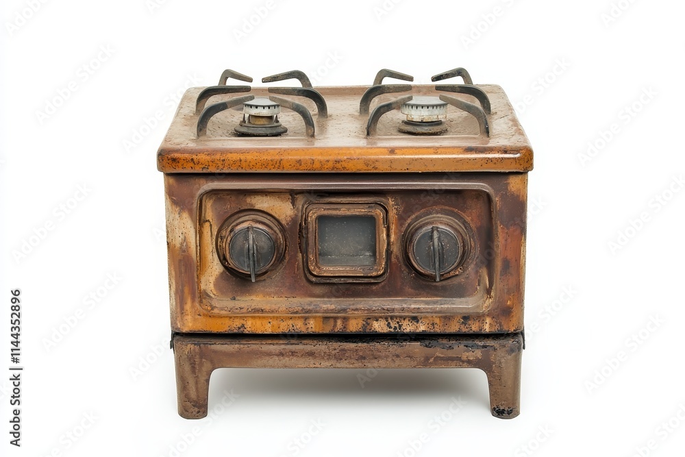 old american Gas Stove isolated on white background old american Gas Stove isolated on white background
