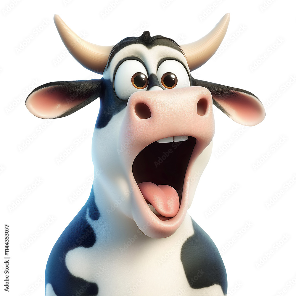 cartoon character surprised cow isolated on transparent white background, png cartoon character surprised cow isolated on transparent white background, png