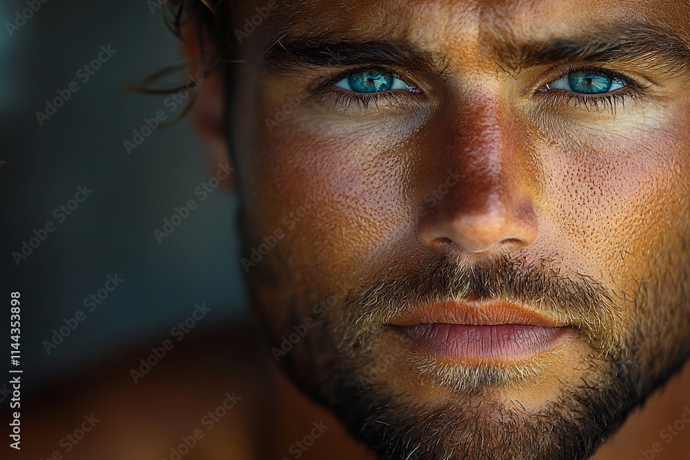 Confident and Handsome Man with Chiseled Jawline in Soft Natural Lighting Outdoor Portrait Confident and Handsome Man with Chiseled Jawline in Soft Natural Lighting Outdoor Portrait