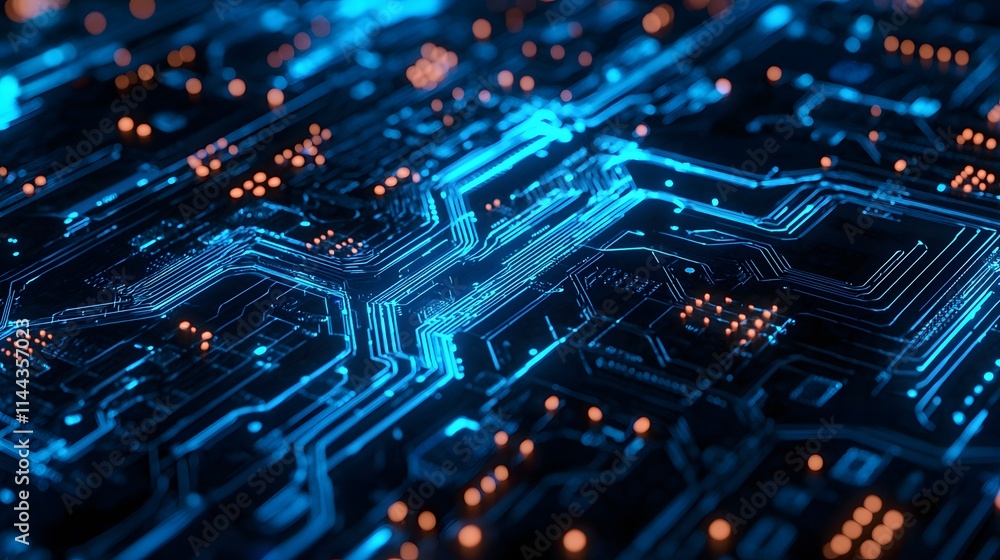 Blue Quantum Circuits with Modern Tech Texture Blue Quantum Circuits with Modern Tech Texture