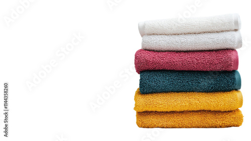 A Neatly Folded Stack of Colorful Bath Towels Ideal for Spa and Home Decor Usage, Perfect for Interior Design Inspirations and Product Displays.