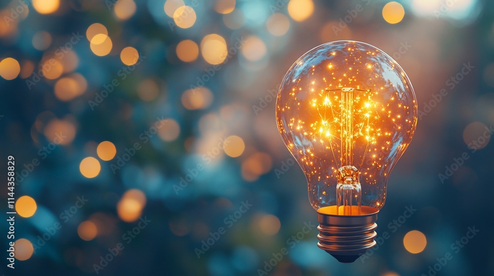 Glowing light bulb with bokeh background. Glowing light bulb with bokeh background.