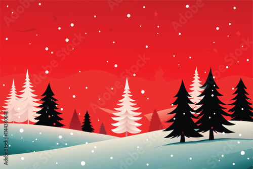 Serene snowy landscape; frosted trees, glistening snow, tranquil winter wonderland.  A captivating view of pristine white snow.