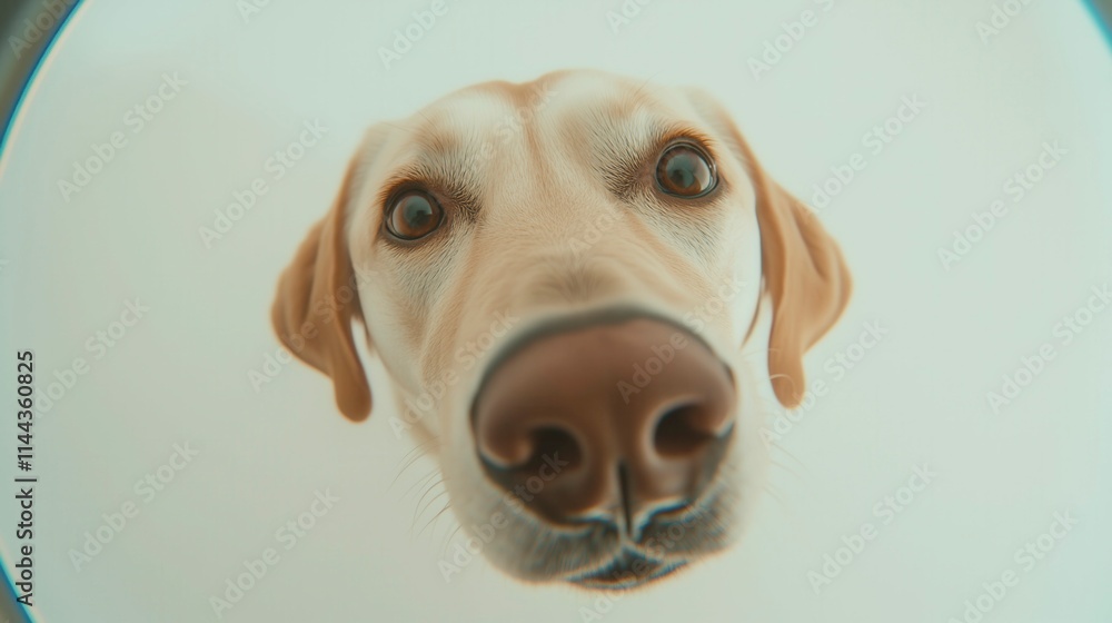 Cute dog looking at camera, nose close-up Cute dog looking at camera, nose close-up