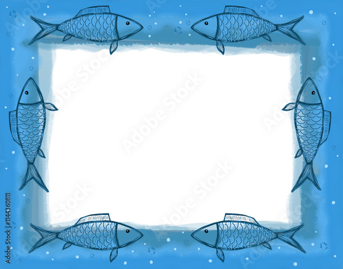 Blue frame with fishes