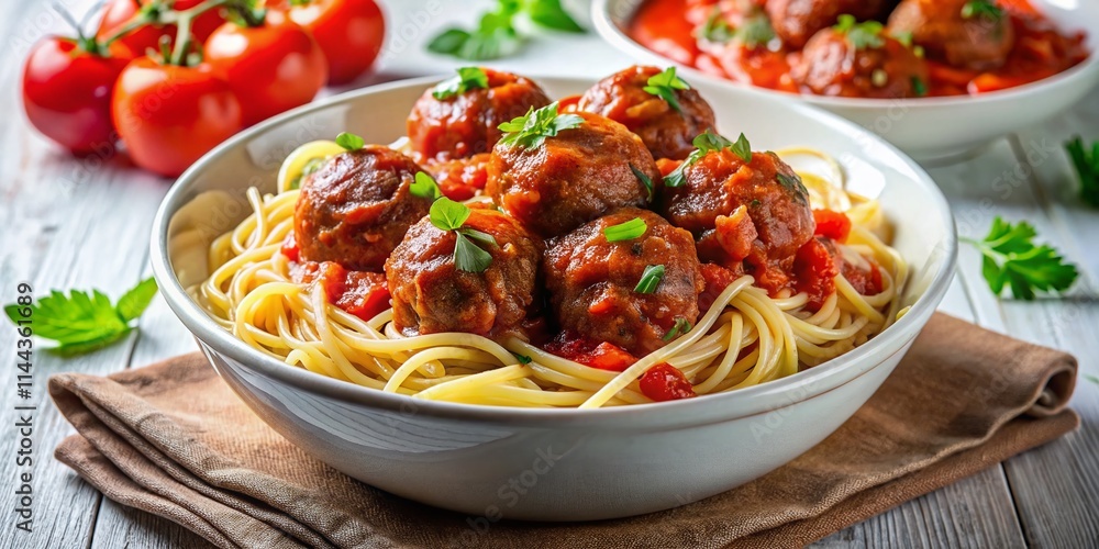Juicy Beef Meatballs & Spaghetti in Rich Tomato Sauce - Italian-American Recipe Juicy Beef Meatballs & Spaghetti in Rich Tomato Sauce - Italian-American Recipe