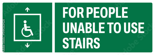ISO emergency and first aid safety signs uppercase text_for people unable to use stairs_landscape size 1/2 a4,a3,a2,a1 
