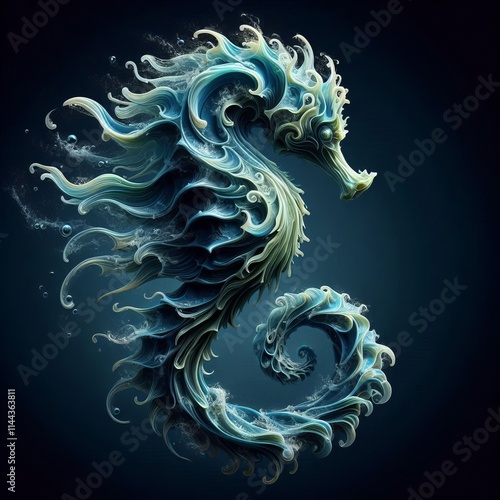 Tidal Seahorse A seahorse with a flowing mane made of water cres photo