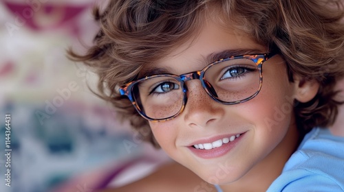 Wallpaper Mural A Cute Little Boy Wearing Glasses Smiles at the Camera | Children's Vision Health, Eye Clinic, Pediatric Eye Care, Smiling Child Advertising Torontodigital.ca