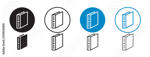 Set of 8 "Binder" icons with an unexpanded vector & 1 silhouette - Binder representing office supplies document organization filing systems simple versatile design works digital print application