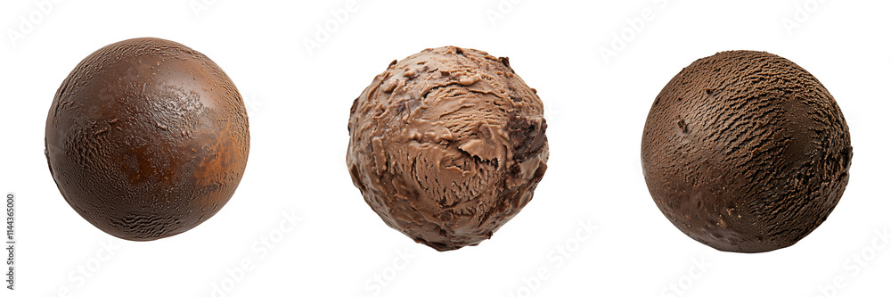 Set of dark chocolate ice cream isolated on a transparent background Set of dark chocolate ice cream isolated on a transparent background