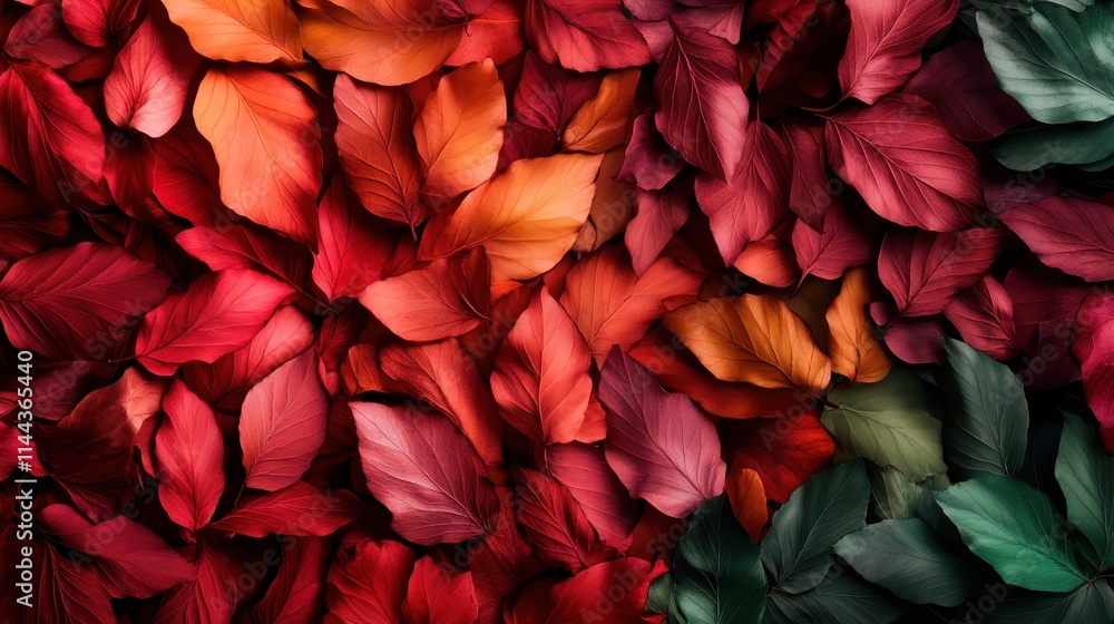 Richly colored autumn leaves spread across the scene, creating a natural tapestry of red, orange, and green hues, evocative of change and warmth. Richly colored autumn leaves spread across the scene, creating a natural tapestry of red, orange, and green hues, evocative of change and warmth.