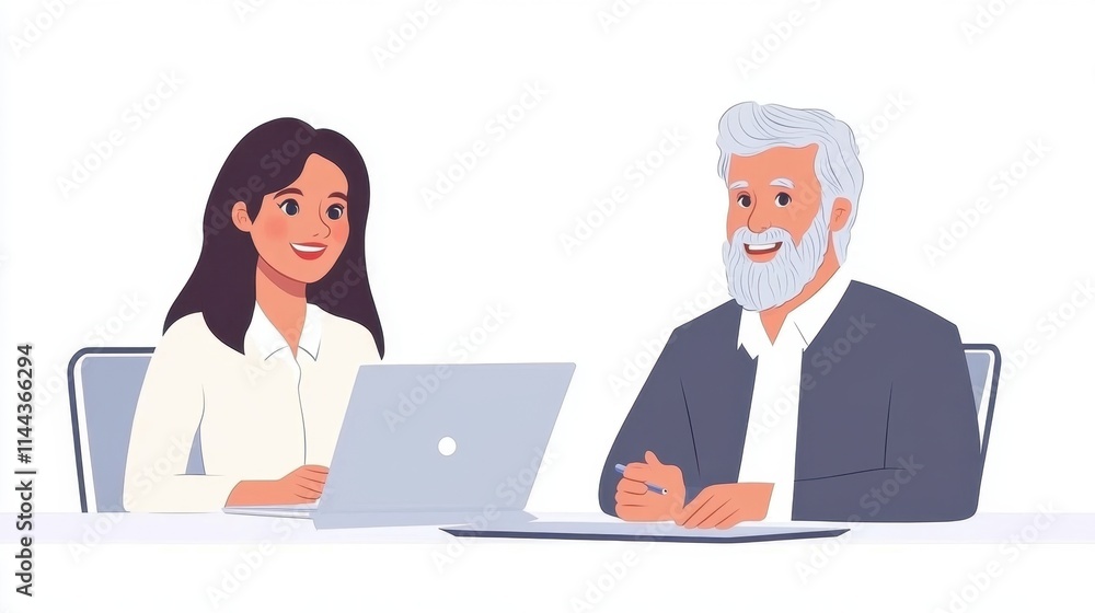Two coworkers are actively discussing work issues in the office
Two coworkers are actively discussing work issues in the office