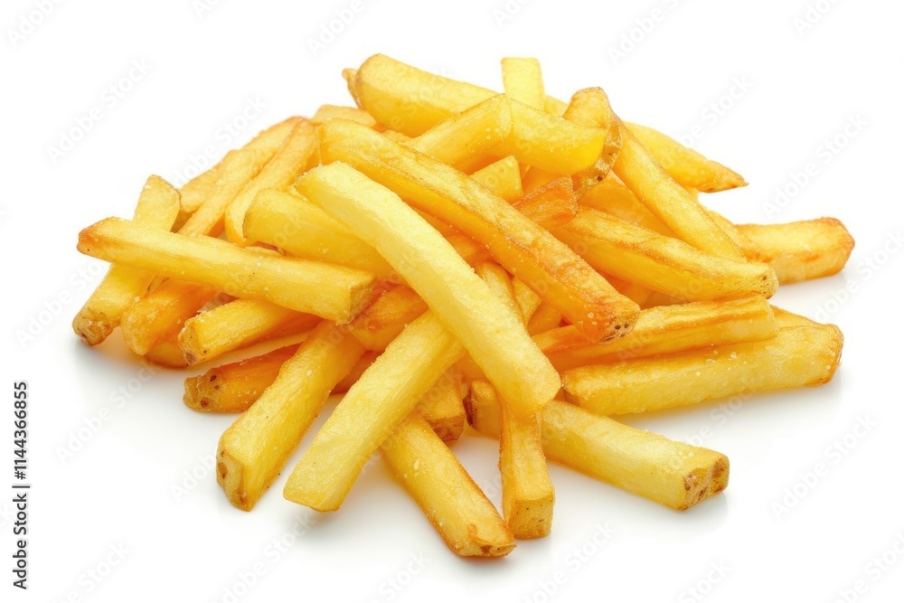 Top view of French fries isolated on white background. Top view of French fries isolated on white background.