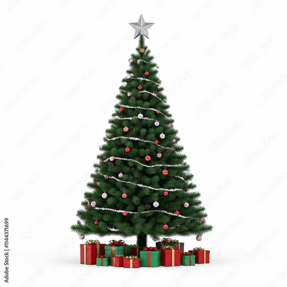 Classic Christmas Tree with Red and Green Presents Classic Christmas Tree with Red and Green Presents
