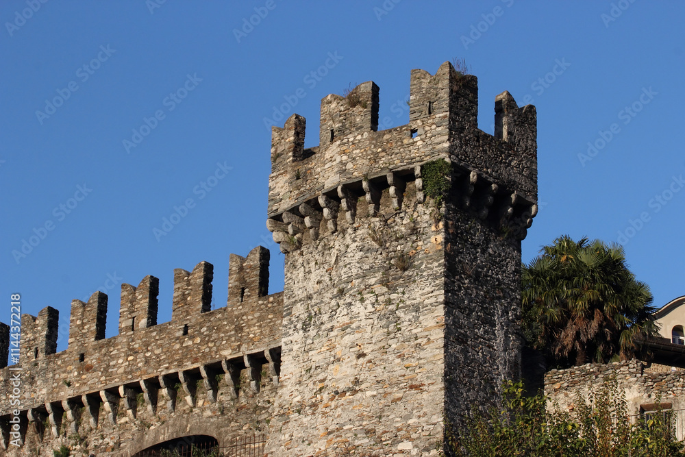 Ancient Swiss Castelgrande fortified walls in Bellinzona Ancient Swiss Castelgrande fortified walls in Bellinzona
