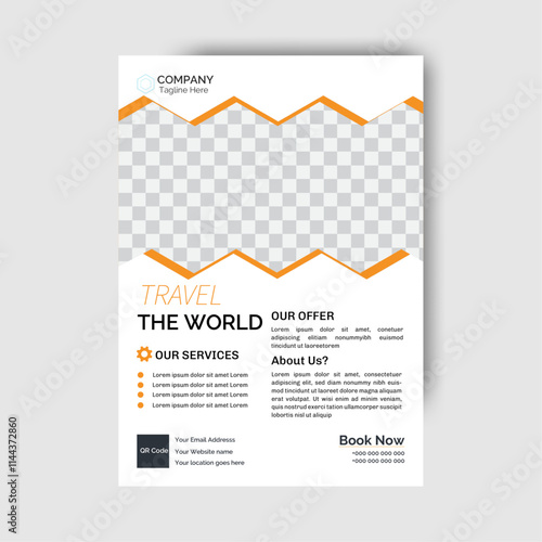 Travel corporate business Brochure design, poster, flyer in A4 with colorful design. All main elements are easily editable and customizable.