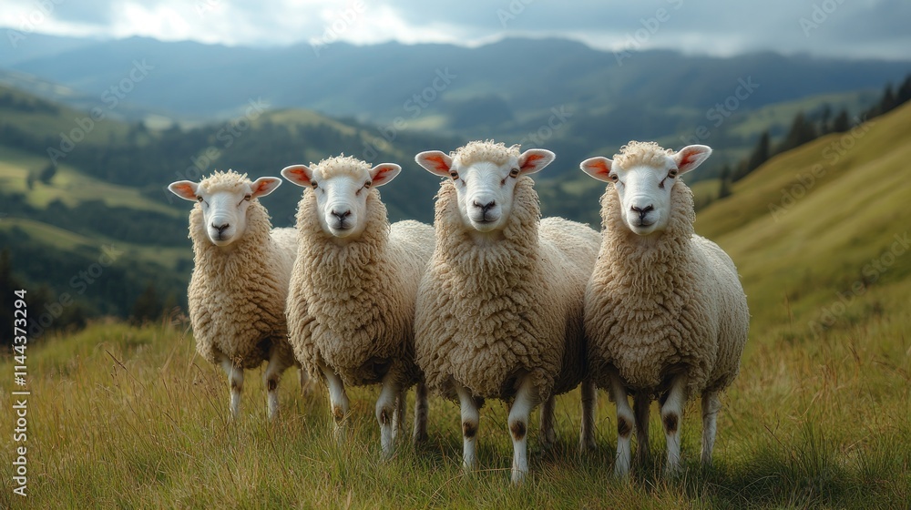 Obraz premium Sheep grazing in meadow..