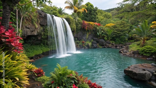 Waterfall in the jungle ,serene relaxation view