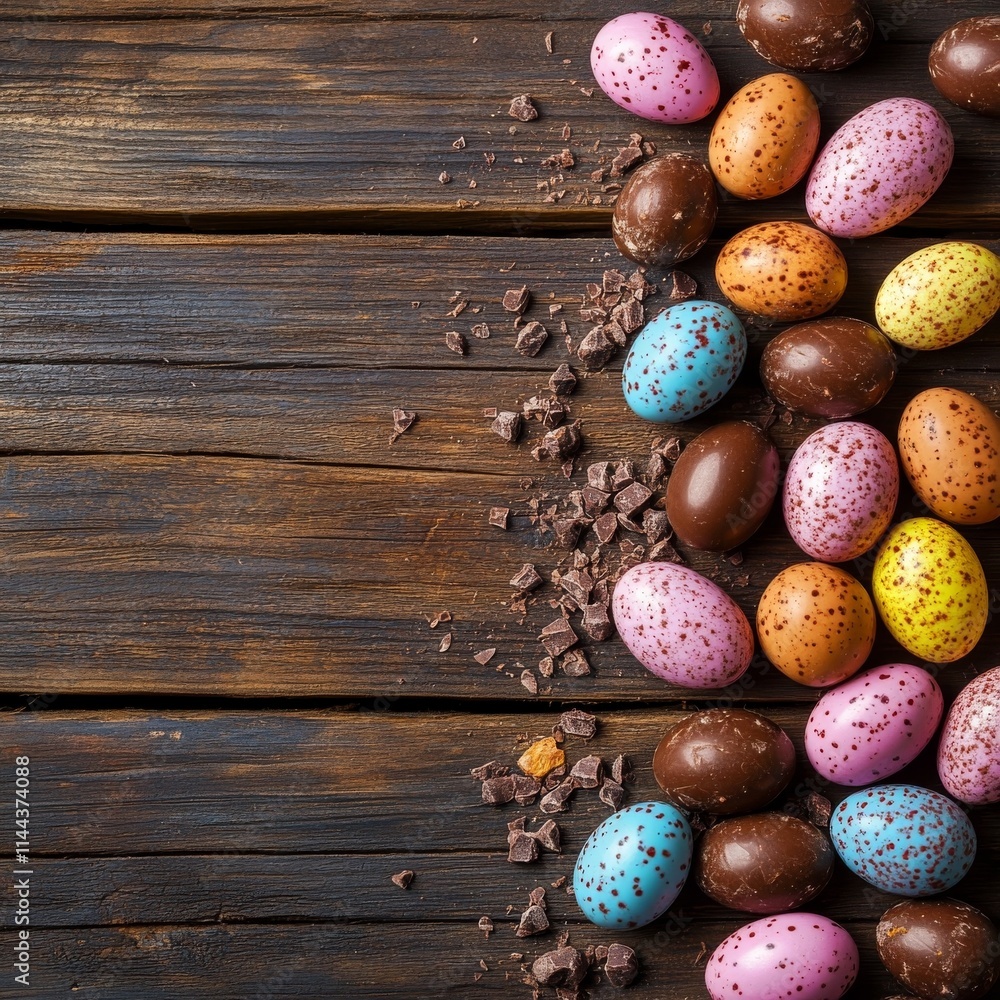 Obraz premium Choc eggs on old wood