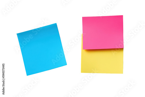 Vibrant Sticky Notes in Assorted Colors Isolated on Transparent Background.