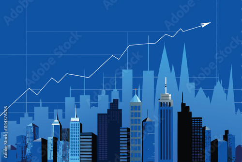 Create a vector illustration of futuristic financial skyscrapers at night, glowing with city lights, emphasizing height and modern architecture.  Include a prominent (1) marking.