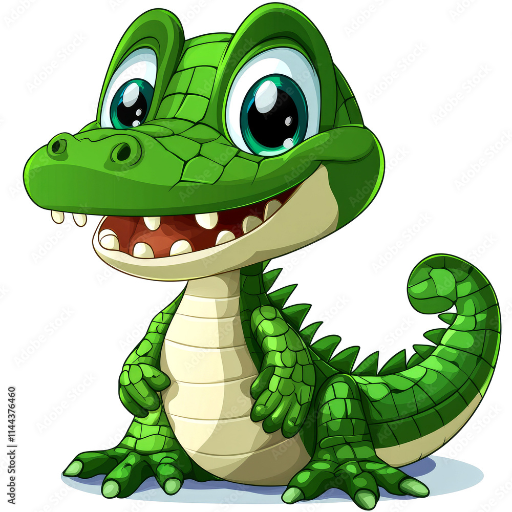 Fototapeta premium Cute cartoon baby alligator illustration.