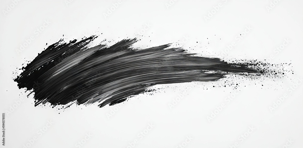 A solitary white backdrop displays strokes of black marker paint. A solitary white backdrop displays strokes of black marker paint.