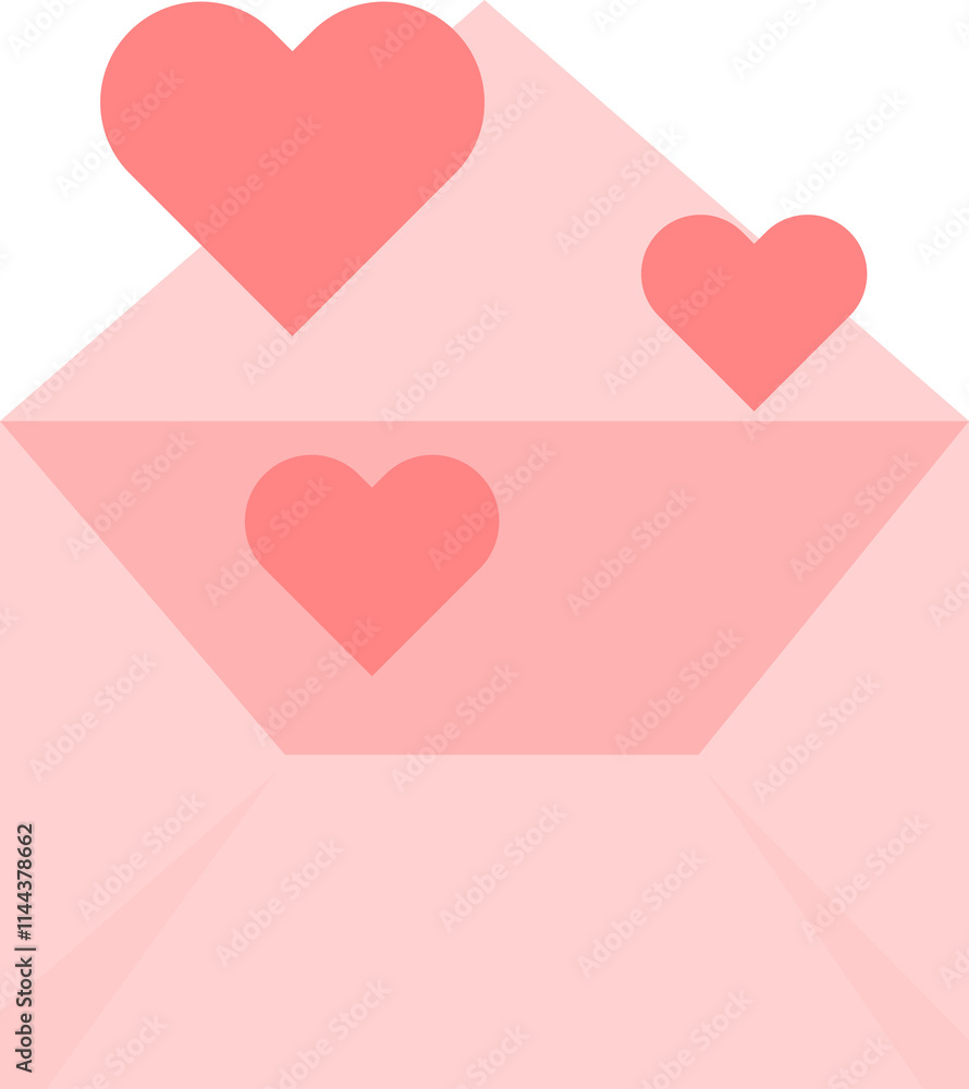 Pink envelope with red hearts emerging, symbolizing love, affection, and romance.
Pink envelope with red hearts emerging, symbolizing love, affection, and romance.