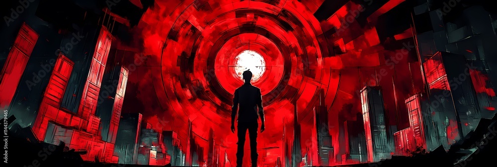 Naklejka premium Crimson Dreams: Abstract Fantasy Illustration