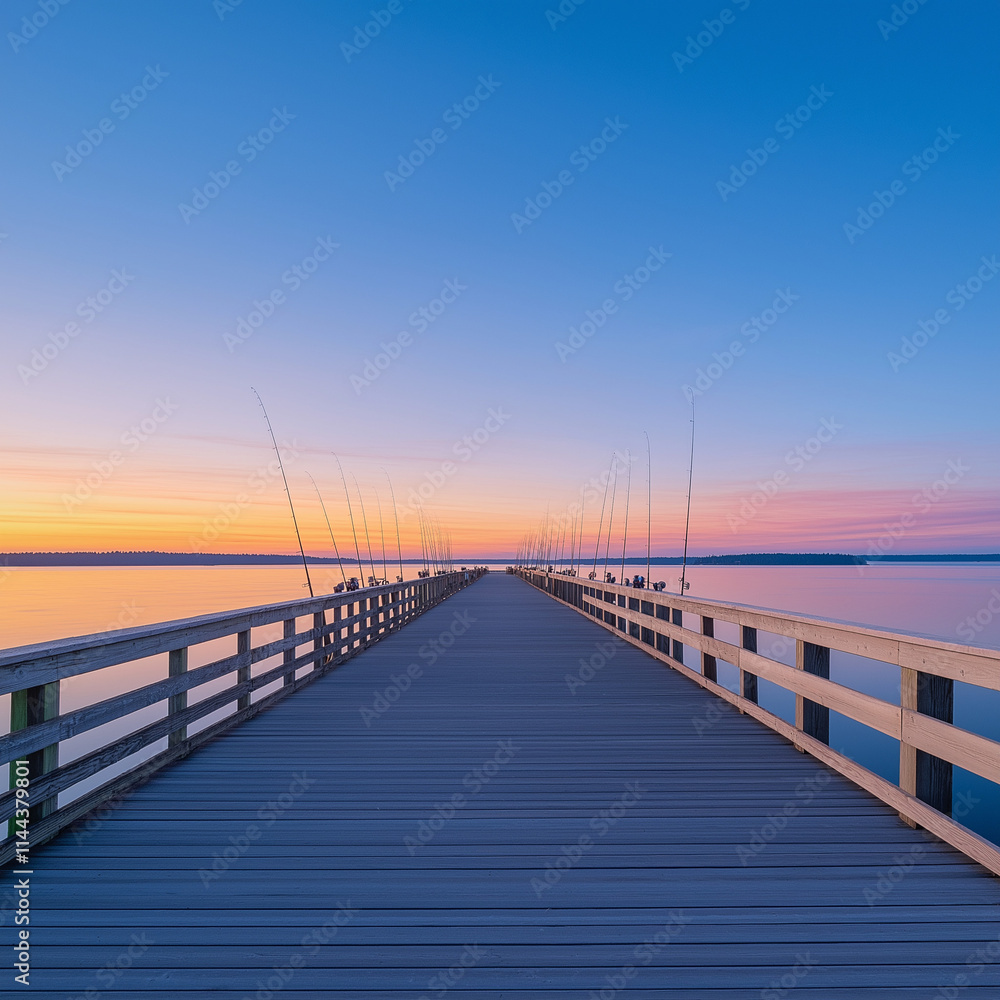 Relaxing Evenings at the Sunset-Lit Pier with Fishing Rods (Rephrased) Relaxing Evenings at the Sunset-Lit Pier with Fishing Rods (Rephrased)